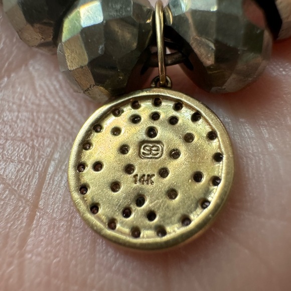 Sydney Evan Beaded Pyrite and 14k Gold/Diamond Butterfly Charm Bracelet. - Picture 7 of 12